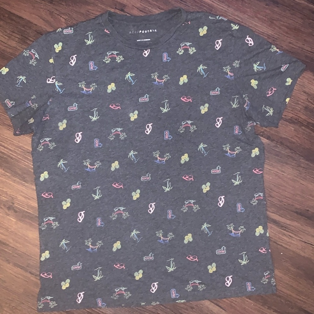 Aeropostale‎ men’s beach print crew neck tshirt size xl EUC - Picture 2 of 3